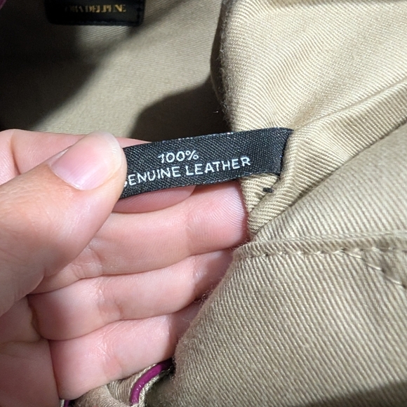 Ora Delphine Berry Pink Pebbled Leather Convertible Claire Bucket Handbag - Picture 9 of 11